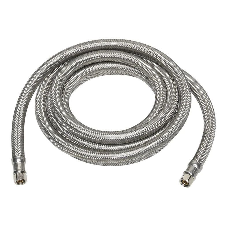 Stainless-Steel Ice Maker Connector, 1/4 x 1/4 x 120 In.