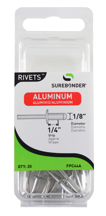 Aluminum Rivet, Medium, 1/8-In. Dia., 20-Pk.
