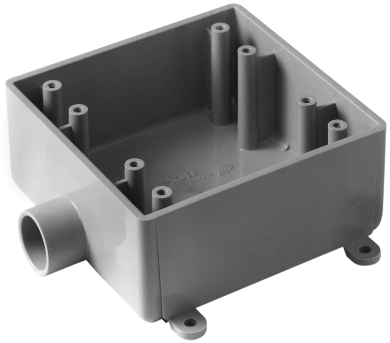 2 Gang Weatherproof Field Service End Outlet Box, 1/2 In.