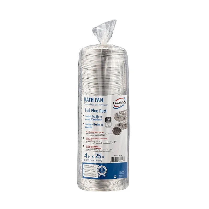 Air Connector for Bath Fan Exhaust, UL 181 Class 1, 4 In. x 25 Ft.