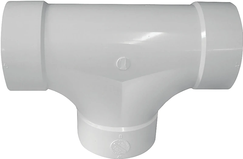 PVC Pipe Cleanout Tee, Two-Way, Hub x Hub x Hub, 4 In.