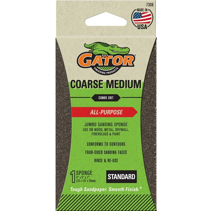 Jumbo Sanding Sponge, Coarse/Medium 36/60-Grit, 3 x 5-In.
