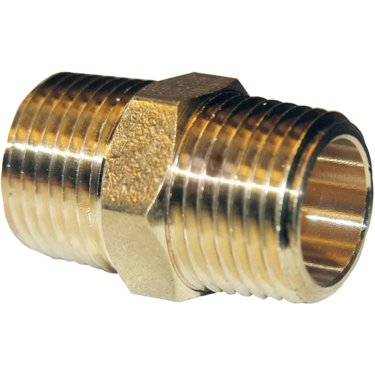 Pipe Fitting, Hex Nipple, Lead Free Brass, 1/2 In. MIP