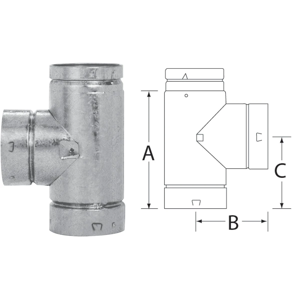 Gas Vent Tee, Type B, 3-In.