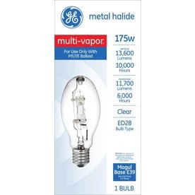 Multi-Vapor Metal Halide Light Bulb, Clear, 175 Watt