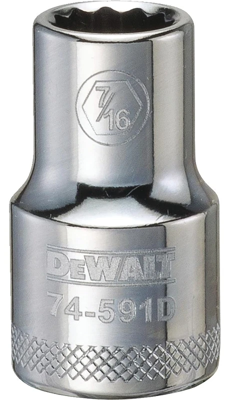 SAE Socket, Shallow, 12-Point, 7/16 In., 1/2 In. Drive