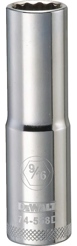 SAE Socket, Deep, 12-Point, 9/16 In., 1/2 In. Drive