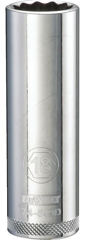 Metric Deep Socket, 12-Point, 1/2 In. Drive, 18mm