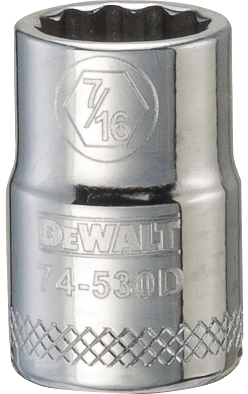 SAE Socket, Shallow, 12-Point, 7/16 In., 3/8 In. Drive