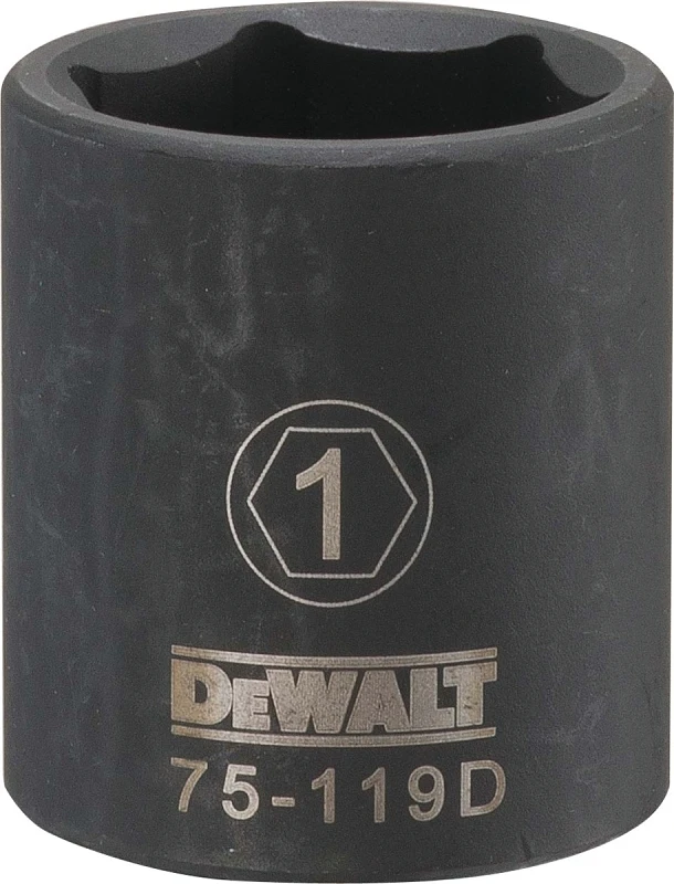 SAE Impact Socket, 6-Point, Black Oxide, 1/2 In. Drive, 1 In.