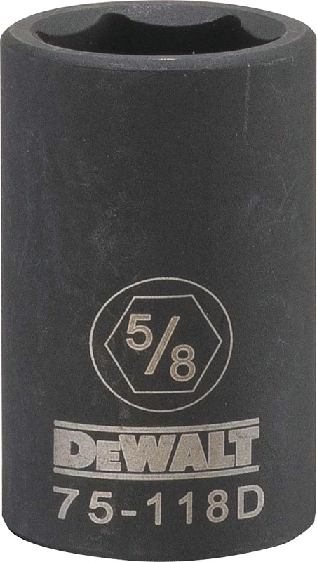 SAE Impact Socket, 6-Point, Black Oxide, 1/2 In. Drive, 5/8 In.