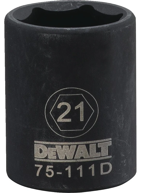 Metric Impact Socket, 6-Point, Black Oxide, 1/2 In. Drive, 21mm