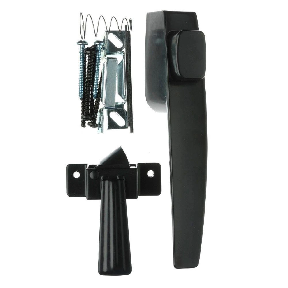 Push Button Door Latch, Out Swinging, Black