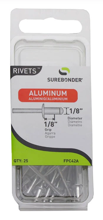 Aluminum Rivet, Short, 1/8-In. Dia., 25-Pk.