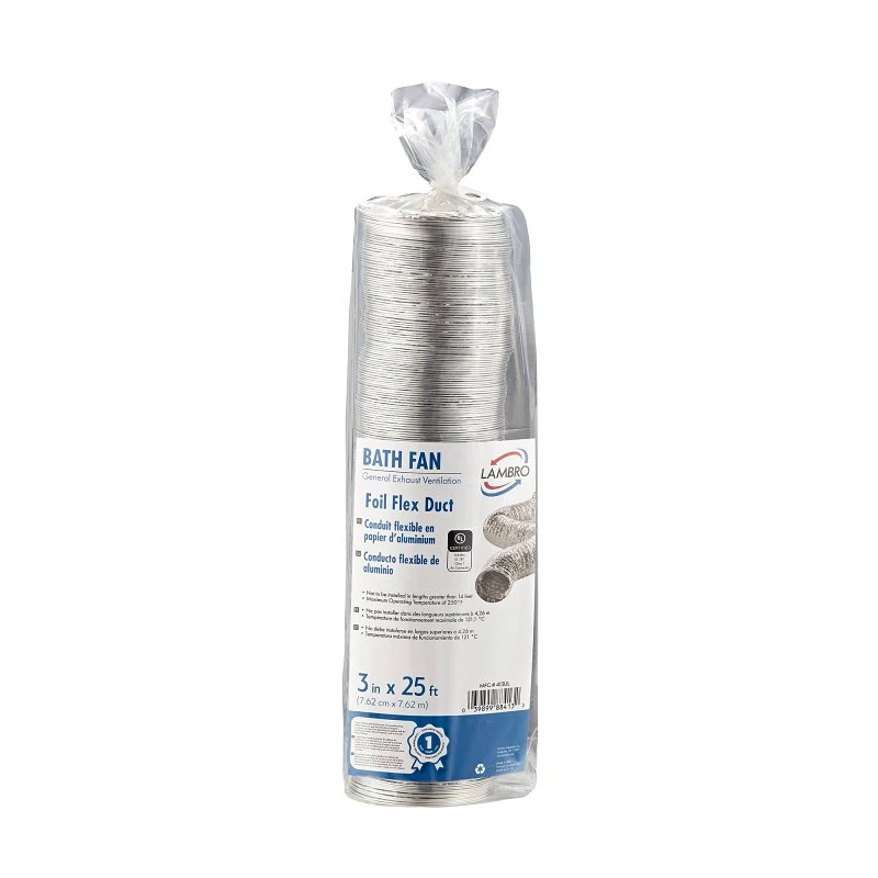 Air Connector for Bath Fan Exhaust, UL 181 Class 1, 3 In. x 25 Ft.