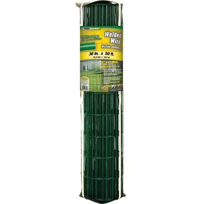 Welded Wire Fence, Green Vinyl Coated, 14 Gauge, 4 x 2-In. Mesh, 36-In. x 50-Ft.