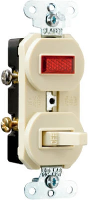 Pass & Seymour Single-Pole Switch/Pilot Light, 15-Amp, 125-Volt, Ivory