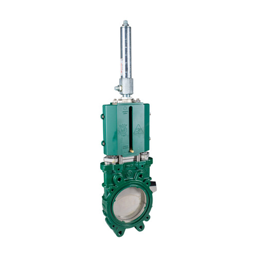 Metaltecnica 8 in. Cast Iron ANSI Flanged Gate Valve w/ Stainless Steel Knife - Double Acting Hydraulic Cylinder