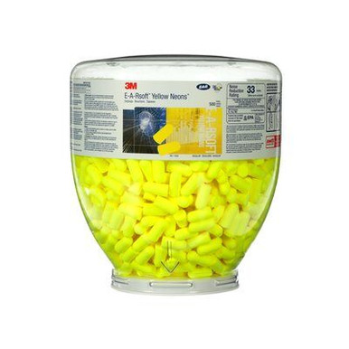 3M E-A-R One Touch Earplug Dispensers 391-1004, Regular Size, Polyurethane, Yellow, Uncorded, 500 PR/BX, #7000002305