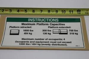 Genie Lift Part # 52682GT - DECAL,NOTICE,MAX CAP 1000/300, EA