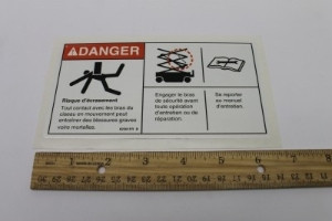Genie Lift Part # 82561FRGT - DECAL,DANGER-USE SAFETY ARM, EA