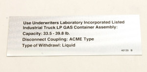 Genie Lift Part # 46139GT - L,NAMEPLT,USE UNDERWRITE LAB, EA
