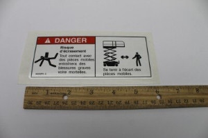 Genie Lift Part # 44255FRGT - DECAL,DANGER,CRUSH HAZ,BODY, EA