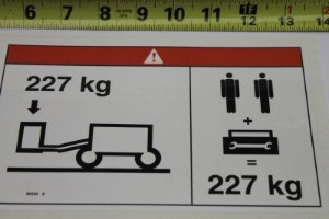 Genie Lift Part # 82545GT - DECAL,DANGER,MAX LOAD 227 KG, EA