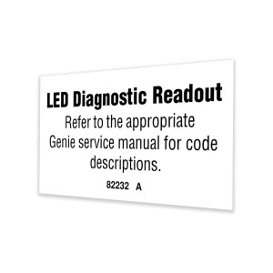 Genie Lift Part # 82232GT - DECAL,LABEL,LED DIAG READOUT, EA