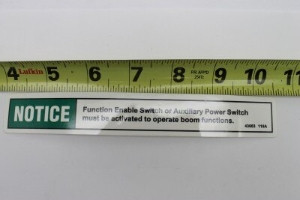 Genie Lift Part # 43663GT - DECAL,NOTICE, FUNCTION ENABLE*, EA