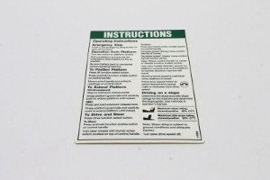 Genie Lift Part # 97831GT - OPERATING INST,PLAT,GR***, EA