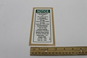 Genie Lift Part # 52072GT - DECAL,NOTICE,KUBOTA DIESL SPEC, EA