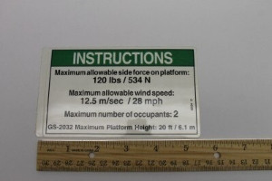 Genie Lift Part # 82694GT - DECAL,INSTR-SIDE FRC,ANSI 2032, EA