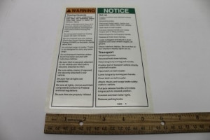 Genie Lift Part # 72899GT - DECAL,NOTICE,TRANSPORT INST***, EA