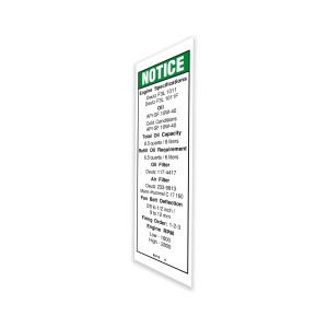 Genie Lift Part # 82216GT - DECAL,NOTICE,DEUTZ ENG SPEC***, EA