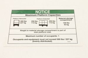 Genie Lift Part # 82436GT - DECAL,MAX CAPACITY,B&Q RUNABOT, EA