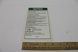 Genie Lift Part # 82236GT - DECAL,NOTICE,OPER INST, GRND**, EA