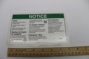 Genie Lift Part # 82884GT - DECAL,NOTICE,OPER INST,PLATFOR, EA