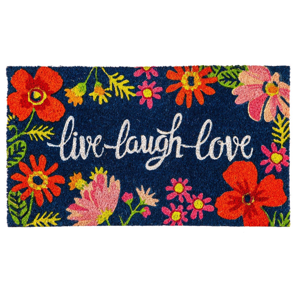 Live Laugh Love' Floral Coir Mat