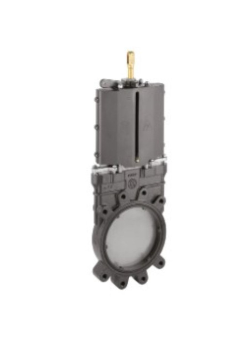 Metaltecnica 10 in. Cast Iron ANSI Flanged Gate Valve w/ Stainless Steel Knife - Air Cylinder