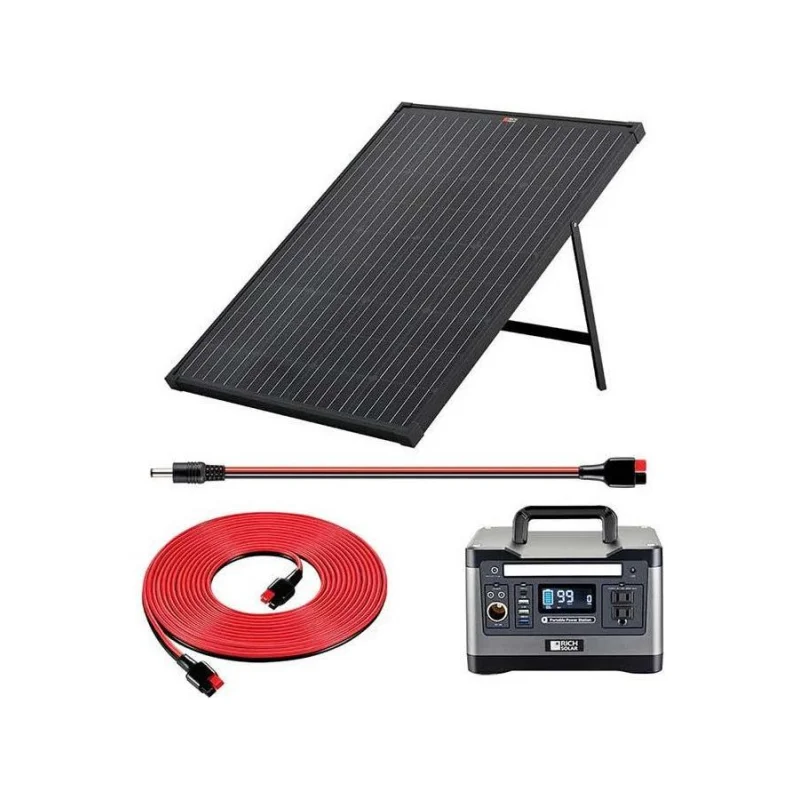 Rich Solar X500 Solar Generator Kit 540Wh Generator and 100 Watt Portable Solar Panel Black
