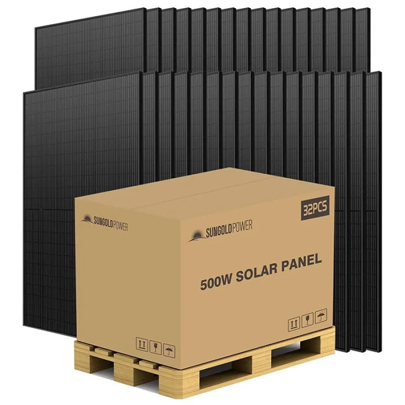 SunGoldPower 500W Mono Black PERC Solar Panel Full Pallet (32 PANELS)