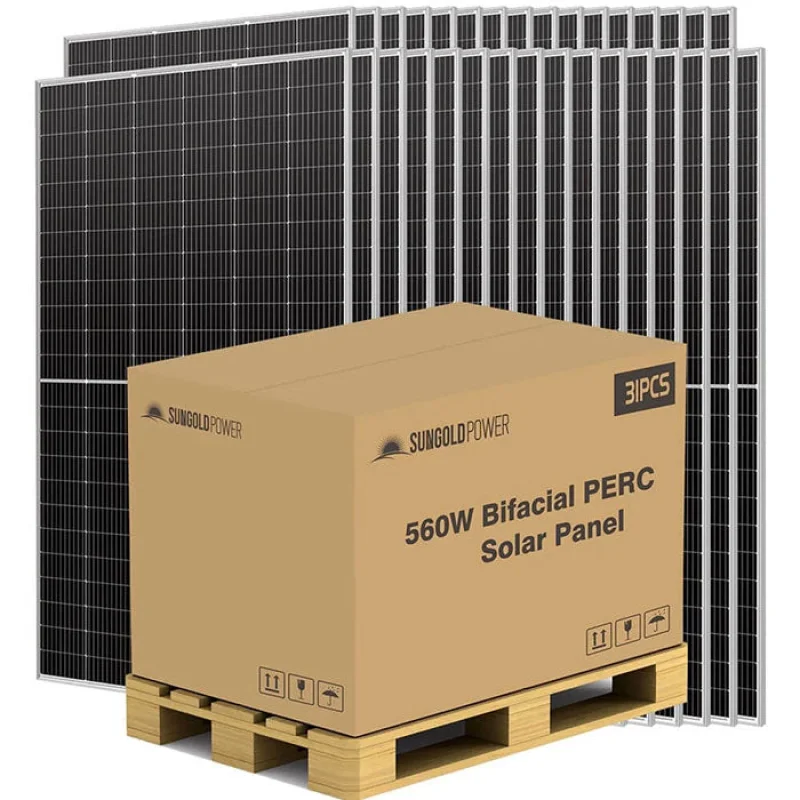SunGoldPower 560W Bifacial PERC Solar Panel Pallet (31 PANELS)