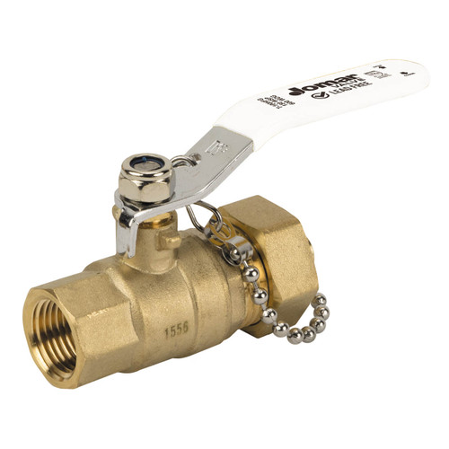 Jomar Valve T-100HFG Series FNPT x Hose Lead-Free Brass Ball Valve w/Cap & Chain, Full Port, Lifetime Warranty